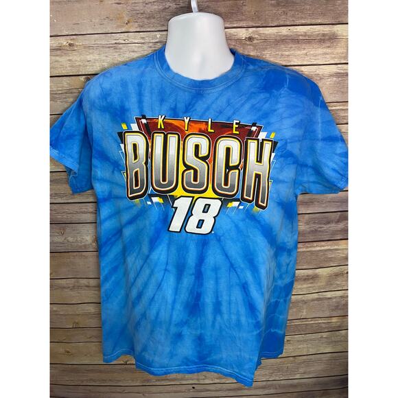 Kyle Busch Joe Gibbs Racing T-Shirt – Men’s Large, Royal M&M’s Tie-Dye - Picture 2 of 9